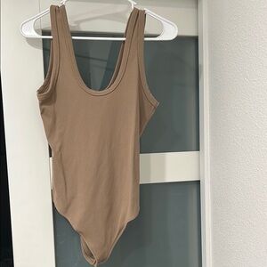 Abercrombie & Fitch Tan Bodysuit with Scoop Neckline